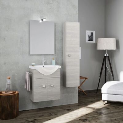 Kiamami Valentina - Mueble De Baño Suspendido 56,5cm Con Pedestal Gris, Lavabo+espejo Facile Kiamami Valentina - Mueble De Baño Suspendido 56,5cm Con Pedestal Gris, Lavabo+espejo Facile