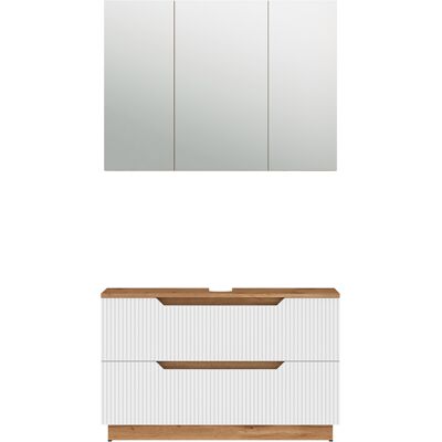 Conjunto De Muebles De Baño Lotta, Roble/rayas Blancas, 2 Partes, Vicco Conjunto De Muebles De Baño Lotta, Roble/rayas Blancas, 2 Partes, Vicco
