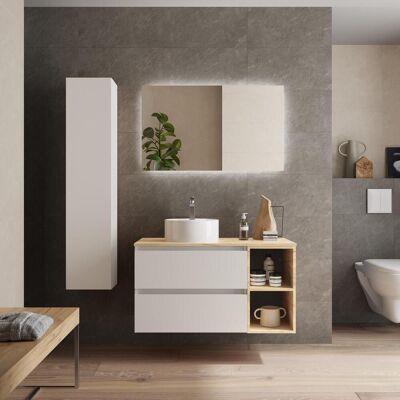 Salgar Mueble de baño Bequia - 100 cm, Blanco mate, Roble Salgar Mueble de baño Bequia - 100 cm, Blanco mate, Roble