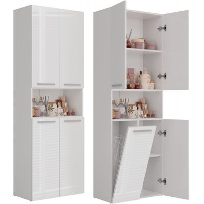 OEM Columna De Estantes Para Mueble De Baño, Color Blanco Mate/brillante Con Cesta - Organizador De Baño, Espacioso Y Funcional. OEM Columna De Estantes Para Mueble De Baño, Color Blanco Mate/brillante Con Cesta - Organizador De Baño, Espacioso Y Funcional.