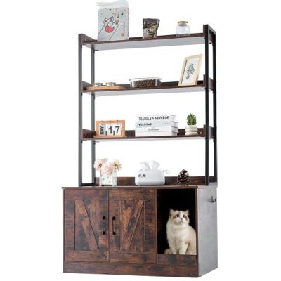 OEM Muebles De Baño Oculto Para Gatos 85 X 49 X 149 Cm Casa De Inodoro Para Gatos Con 3 Estantes De Almacenamiento Armario De Madera Para Ocultar Las Cajas De Arena Para Gatos, Marrón Oscuro OEM Muebles De Baño Oculto Para Gatos 85 X 49 X 149 Cm Casa De Inodoro Para Gatos Con 3 Estantes De Almacenamiento Armario De Madera Para Ocultar Las Cajas De Arena Para Gatos, Marrón Oscuro