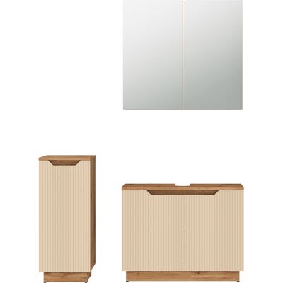 Conjunto De Muebles De Baño De 3 Piezas Lotta, Rayas Roble/cachemira, 3 Partes, Vicco Conjunto De Muebles De Baño De 3 Piezas Lotta, Rayas Roble/cachemira, 3 Partes, Vicco