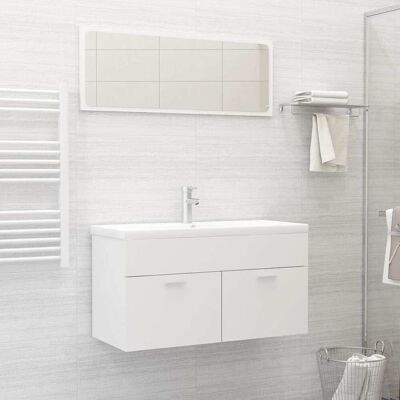 vidaXL Conjunto de Muebles de Baño 2 Piezas Blanco Madera Tecnificada - Juego de Muebles de Baño vidaXL Conjunto de Muebles de Baño 2 Piezas Blanco Madera Tecnificada - Juego de Muebles de Baño