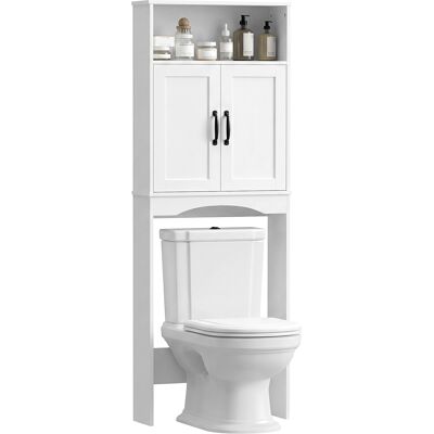 Homcom Mueble Sobre Inodoro, Armario Sobre Inodoro, Mueble De Baño Con 2 Puertas De Cierre Silencioso, Estante Abierto, 64x21x173,5 Cm, Blanco Homcom Mueble Sobre Inodoro, Armario Sobre Inodoro, Mueble De Baño Con 2 Puertas De Cierre Silencioso, Estante Abierto, 64x21x173,5 Cm, Blanco