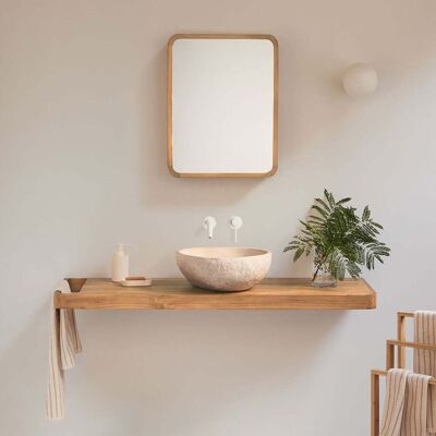 Conjunto De Mueble De Baño 130x45 Cm Suspendido En Madera De Teca Neill Sklum Conjunto De Mueble De Baño 130x45 Cm Suspendido En Madera De Teca Neill Sklum