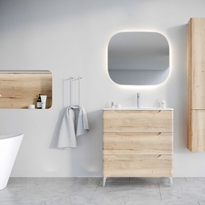 Aurlane - 80cm 3 cajones Roble Claro - 3 cajones - mueble lavabo baño Aurlane - 80cm 3 cajones Roble Claro - 3 cajones - mueble lavabo baño