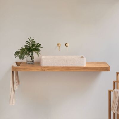 Conjunto De Mueble De Baño 130x45 Cm Suspendido En Madera De Teca Neill Sklum Conjunto De Mueble De Baño 130x45 Cm Suspendido En Madera De Teca Neill Sklum