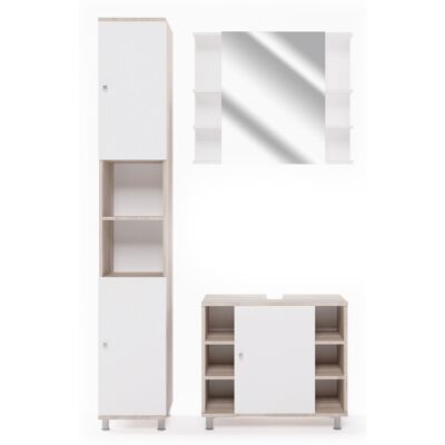 Vicco - Conjunto De Muebles De Baño Fynn, Sonoma, 3 Partes, Con Mueble Alto Vicco - Conjunto De Muebles De Baño Fynn, Sonoma, 3 Partes, Con Mueble Alto
