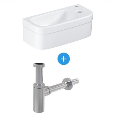 Lavabo Euro Ceramic Grohe - 370x180mm, Blanco, Sifón metálico Lavabo Euro Ceramic Grohe - 370x180mm, Blanco, Sifón metálico