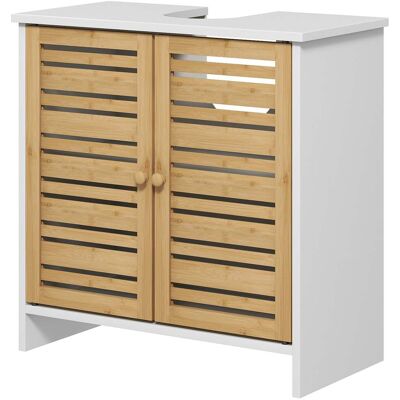 HELLOSHOP26 Mueble Bajo Lavabo De Baño 60 X 30 X 60 Cm Estante Regulable Recorte En U Estilo Contemporáneo Acogedor En Mdf Blanco 210002023 HELLOSHOP26 Mueble Bajo Lavabo De Baño 60 X 30 X 60 Cm Estante Regulable Recorte En U Estilo Contemporáneo Acogedor En Mdf Blanco 210002023