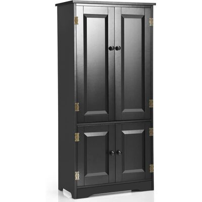 Armario Vertical Madera, Organizador De Doble Puerta Con Repisa Regulable Y Dispositivo Antivuelco (negro) - Costway Armario Vertical Madera, Organizador De Doble Puerta Con Repisa Regulable Y Dispositivo Antivuelco (negro) - Costway
