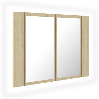Armario espejo de baño LED roble Sonoma vidaXL - Mueble de baño Armario espejo de baño LED roble Sonoma vidaXL - Mueble de baño