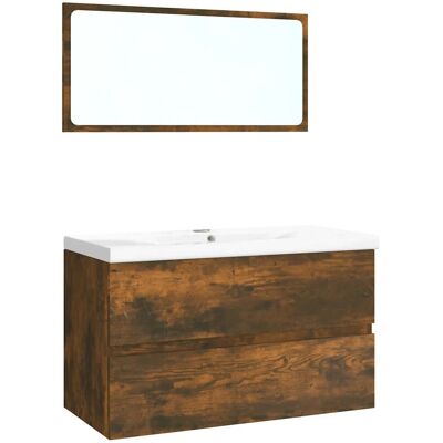 HELLOSHOP26 Mueble De Baño Con Espejo Y Armario De Almacenamiento 80 X 39,5 X 45 Cm Fabricado En Madera De Ingeniería Acabado Roble Ahumado 020055243 HELLOSHOP26 Mueble De Baño Con Espejo Y Armario De Almacenamiento 80 X 39,5 X 45 Cm Fabricado En Madera De Ingeniería Acabado Roble Ahumado 020055243