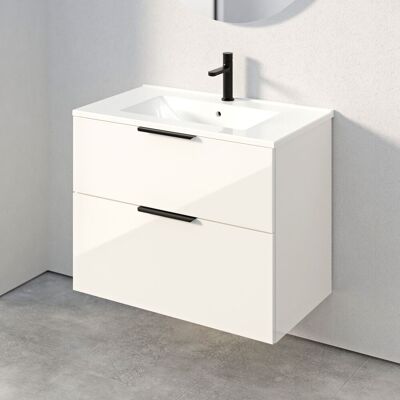 Bernstein - Mueble Bajo Tim 80cm Con Lavabo - Color A Elegir:sin Armario Lateral, Blanco Brillante, Matt Black Bernstein - Mueble Bajo Tim 80cm Con Lavabo - Color A Elegir:sin Armario Lateral, Blanco Brillante, Matt Black