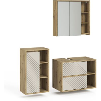 Conjunto De Muebles De Baño De 3 Piezas Viola, Roble Artesanal, 3 Partes, Vicco Conjunto De Muebles De Baño De 3 Piezas Viola, Roble Artesanal, 3 Partes, Vicco