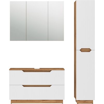 Juego De Muebles De Baño De 3 Piezas Lotta, Roble/rayas Blancas, 3 Partes, Vicco Juego De Muebles De Baño De 3 Piezas Lotta, Roble/rayas Blancas, 3 Partes, Vicco