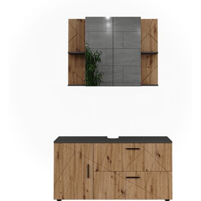 Conjunto De Muebles De Baño Irma, Antracita/roble Dorado, 2 Partes, Vicco Conjunto De Muebles De Baño Irma, Antracita/roble Dorado, 2 Partes, Vicco