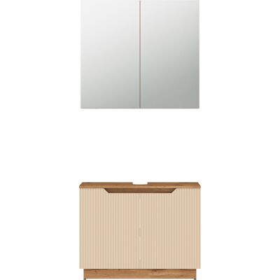Conjunto De Muebles De Baño Lotta, Rayas Roble/cachemira, 2 Partes, Vicco Conjunto De Muebles De Baño Lotta, Rayas Roble/cachemira, 2 Partes, Vicco