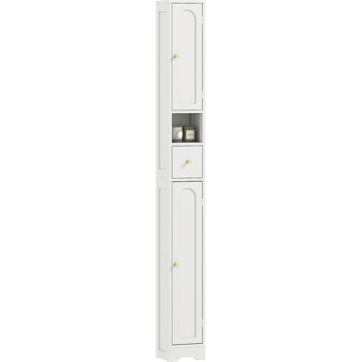 JHY DESIGN Mueble Columna Para Baño, Unidad De Almacenamiento, 2 Puertas, Cajón, Compartimento Abierto, Estante Ajustable, Blanco JHY DESIGN Mueble Columna Para Baño, Unidad De Almacenamiento, 2 Puertas, Cajón, Compartimento Abierto, Estante Ajustable, Blanco
