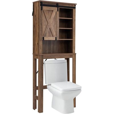 Costway Armario De Almacenamiento Sobre El Inodoro, Estantería Independiente Con Puerta Deslizante & Estantes Ajustables De 3 Niveles, Mueble De Baño Multifuncional Para Inodoros & Lavadoras, Marrón Costway Armario De Almacenamiento Sobre El Inodoro, Estantería Independiente Con Puerta Deslizante & Estantes Ajustables De 3 Niveles, Mueble De Baño Multifuncional Para Inodoros & Lavadoras, Marrón