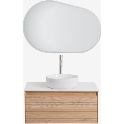 Conjunto De Mueble De Baño Suspendido 80x50 Cm En Madera De Fresno Tedrik Sklum Conjunto De Mueble De Baño Suspendido 80x50 Cm En Madera De Fresno Tedrik Sklum