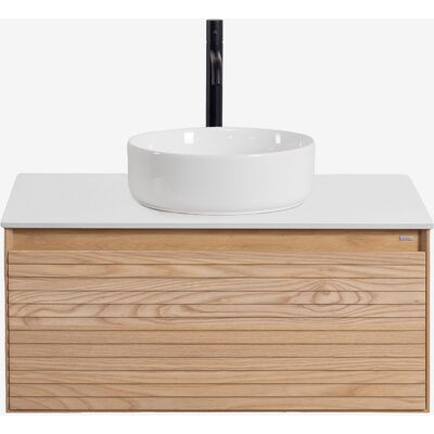 Conjunto De Mueble De Baño Suspendido 80x50 Cm En Madera De Fresno Tedrik Sklum Conjunto De Mueble De Baño Suspendido 80x50 Cm En Madera De Fresno Tedrik Sklum