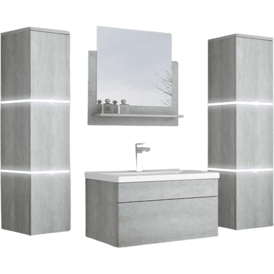 Conjunto completo de muebles de baño Wangerooge Big Gris - Muebles de baño Conjunto completo de muebles de baño Wangerooge Big Gris - Muebles de baño