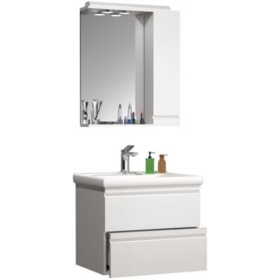 Juego de muebles de baño VCM Silora de 3 piezas - Lavabo, armario con espejo, mueble Juego de muebles de baño VCM Silora de 3 piezas - Lavabo, armario con espejo, mueble