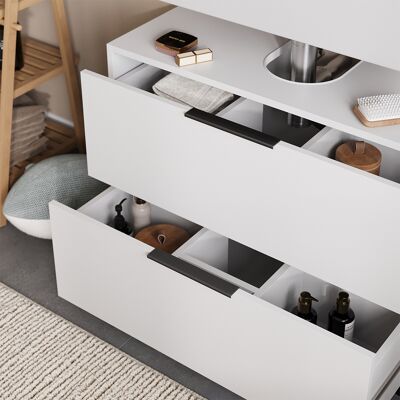 Mueble Bajo Lavabo Alina, Blanco, 80 X 60 Cm Con 2 Cajones, Vicco Mueble Bajo Lavabo Alina, Blanco, 80 X 60 Cm Con 2 Cajones, Vicco