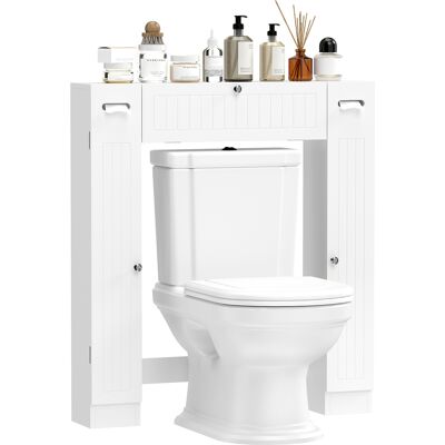 JHY DESIGN Mueble De Baño Con 2 Armarios, Cajón Extraíble, Portarrollos De Papel Higiénico Y Estantes Ajustables, Color Blanco. JHY DESIGN Mueble De Baño Con 2 Armarios, Cajón Extraíble, Portarrollos De Papel Higiénico Y Estantes Ajustables, Color Blanco.