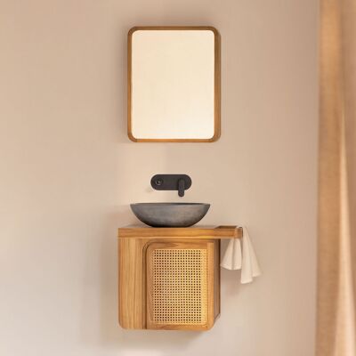 Conjunto De Mueble De Baño Suspendido 60x40 Cm En Madera De Teca Georgy Sklum Conjunto De Mueble De Baño Suspendido 60x40 Cm En Madera De Teca Georgy Sklum