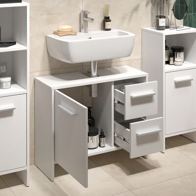 Mueble Bajo Lavabo Karli, Blanco, 70.2 X 57 Cm Con 2 Cajones Y 1 Puerta, Vicco Mueble Bajo Lavabo Karli, Blanco, 70.2 X 57 Cm Con 2 Cajones Y 1 Puerta, Vicco