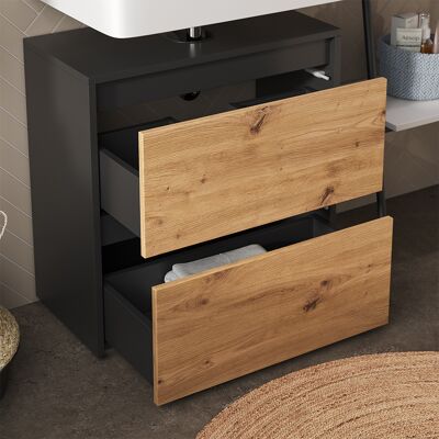 Mueble Bajo Lavabo Majest, Antracita/artisan, 60.1 X 62 Cm Con 2 Cajones, Vicco Mueble Bajo Lavabo Majest, Antracita/artisan, 60.1 X 62 Cm Con 2 Cajones, Vicco