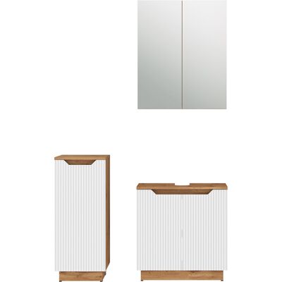 Conjunto De Muebles De Baño De 3 Piezas Lotta, Roble/rayas Blancas, 3 Partes, Vicco Conjunto De Muebles De Baño De 3 Piezas Lotta, Roble/rayas Blancas, 3 Partes, Vicco