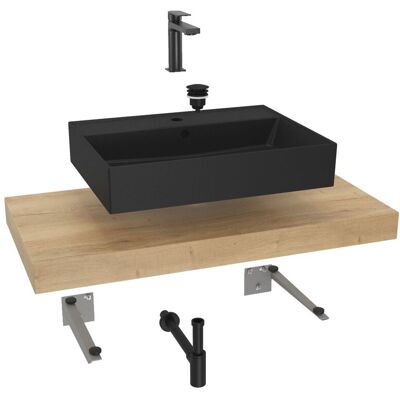 Naturel Conjunto De Baño Sat Con Encimera De Lavabo Dolce 100x8x50 Cm, Imitación Roble Halifax Naturel Conjunto De Baño Sat Con Encimera De Lavabo Dolce 100x8x50 Cm, Imitación Roble Halifax