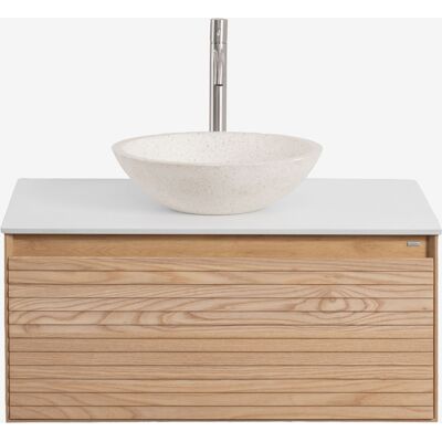 Conjunto De Mueble De Baño Suspendido 80x50 Cm En Madera De Fresno Tedrik Sklum Conjunto De Mueble De Baño Suspendido 80x50 Cm En Madera De Fresno Tedrik Sklum