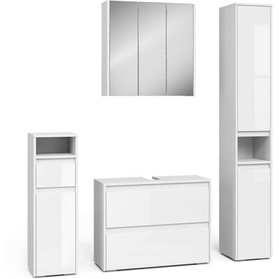 Conjunto De Muebles De Baño Majest, Blanco/blanco Alto Brillo, 4 Partes, Vicco Conjunto De Muebles De Baño Majest, Blanco/blanco Alto Brillo, 4 Partes, Vicco