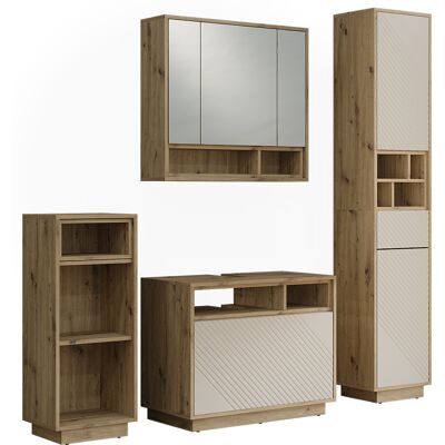 Conjunto De Muebles De Baño Beatrice, Cachemira/roble Artesanal, Juego De 4, Vicco Conjunto De Muebles De Baño Beatrice, Cachemira/roble Artesanal, Juego De 4, Vicco