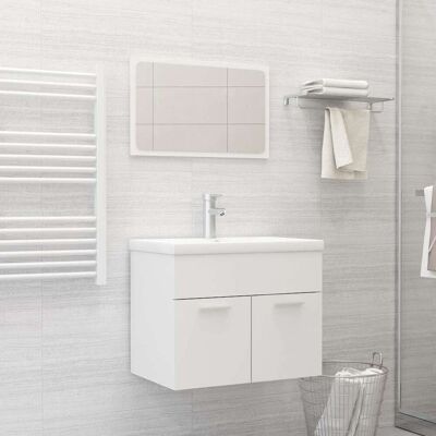 vidaXL Conjunto de muebles de baño 2 piezas Blanco Madera - Muebles de baño vidaXL Conjunto de muebles de baño 2 piezas Blanco Madera - Muebles de baño