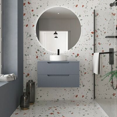 Aurlane - Mueble de Baño 80cm Gris Ratón - Cajones Ondulados - Lavabo Redondo Ø36cm - Tipo de Baño Aurlane - Mueble de Baño 80cm Gris Ratón - Cajones Ondulados - Lavabo Redondo Ø36cm - Tipo de Baño
