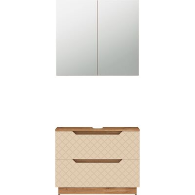 Conjunto De Muebles De Baño Lotta, Roble/cachemira Con Estructura De Azulejos, 2 Partes, Vicco Conjunto De Muebles De Baño Lotta, Roble/cachemira Con Estructura De Azulejos, 2 Partes, Vicco
