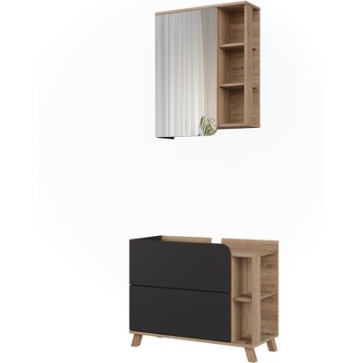 Conjunto De Muebles De Baño Karen, Antracita/sonoma, 2 Piezas, Vicco Conjunto De Muebles De Baño Karen, Antracita/sonoma, 2 Piezas, Vicco