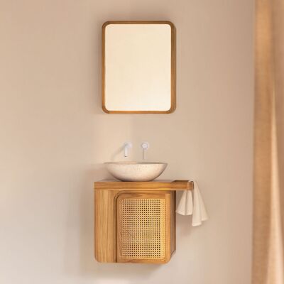 Conjunto De Mueble De Baño Suspendido 60x40 Cm En Madera De Teca Georgy Sklum Conjunto De Mueble De Baño Suspendido 60x40 Cm En Madera De Teca Georgy Sklum
