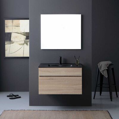 Kiamami Valentina - Roble Natural y Negro - Mueble de Baño - 80cm Kiamami Valentina - Roble Natural y Negro - Mueble de Baño - 80cm