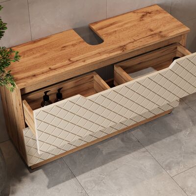 Mueble Bajo Lavabo Lotta, Roble/cachemira Con Estructura De Azulejos, 99.4 X 62.5 Cm Con 2 Cajones, Vicco Mueble Bajo Lavabo Lotta, Roble/cachemira Con Estructura De Azulejos, 99.4 X 62.5 Cm Con 2 Cajones, Vicco