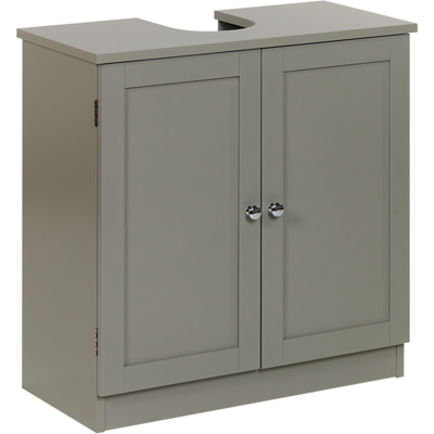 BELIANI Mueble De Baño De Pie De Mdf Con Estantes Estilo Tradicional Gris Atjoni BELIANI Mueble De Baño De Pie De Mdf Con Estantes Estilo Tradicional Gris Atjoni