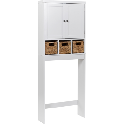 BELIANI Armario De Baño De Pie De Mdf Con Estantes Estilo Tradicional Blanco Pacllon BELIANI Armario De Baño De Pie De Mdf Con Estantes Estilo Tradicional Blanco Pacllon