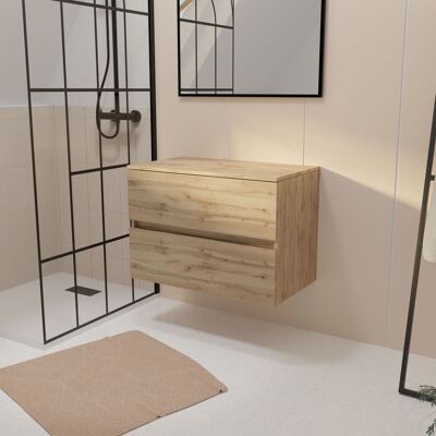 Aurlane PACM768 - Mueble de baño moderno, Roble natural, Cajones con cierre suave Aurlane PACM768 - Mueble de baño moderno, Roble natural, Cajones con cierre suave