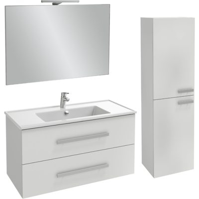Mueble Lavabo Ola Up Blanco Brillo 100 Cm Jacob Delafon + Columna + Espejo Y Focos Mueble Lavabo Ola Up Blanco Brillo 100 Cm Jacob Delafon + Columna + Espejo Y Focos