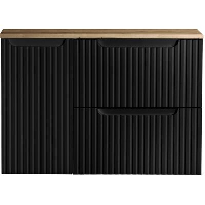 HELLOSHOP26 Mueble Bajo Lavabo Baño Almacenamiento Diseño 80 X 60 X 40 Cm Negro Efecto Roble 030009998 HELLOSHOP26 Mueble Bajo Lavabo Baño Almacenamiento Diseño 80 X 60 X 40 Cm Negro Efecto Roble 030009998